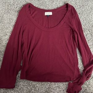Women's Burgundy Long Sleeve Top